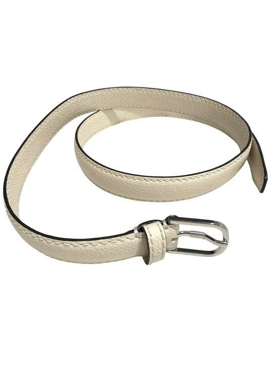 Toteme Belt Pebble Grain Leather In Milk White Size 90 Made In Italy